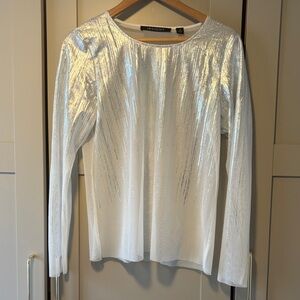 Insight Shimmery Silver-White Long Sleeve Top